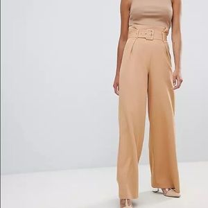 Tan Wide Leg Trousers with Belt *new*